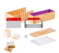 VEVOR Soap Making Kit, Bamboo Cutting Box and Inner Box with Silicone Mold, Stainless Steel Straight Cutter and Wavy Cutter, 100 Bags and 105