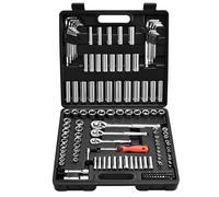 VEVOR Socket Set, 149 Pieces, 9.5 & 6.4 & 12.7 mm Drive Socket and Ratchet Set, SAE and Metric, Deep and Shallow, Mechanic Tool Kit with Bits, Accessories, Storage Case, CR-V Alloy Steel, for Repair