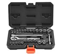 VEVOR Socket Set, 27 Pieces, 6.4 mm Drive Socket and Ratchet Set, SAE and Metric, Mechanic Tool Kit with Ratchet Wrench, Extension Bar and Storage Cas