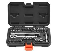 VEVOR Socket Set, 27 Pieces, 6.4 mm Drive Socket and Ratchet Set, SAE and Metric, Mechanic Tool Kit with Ratchet Wrench, Extension Bar and Storage Case, CR-V Alloy Steel, for Automotive Repair
