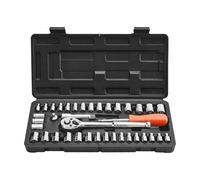 VEVOR Socket Set, 39 Pieces, 9.5 & 6.4 mm Drive Socket and Ratchet Set, SAE and Metric Size, Mechanic Tool Kit with Ratchet Wrench, Accessories, Stora