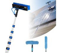 VEVOR Solar Panel Cleaning Kit, 12.03 m, Water Fed Pole Kit Cleaning Brush | Soap Dispenser, Extendable Aluminum Telescopic Pole, 180° Rotatable Brush Head, for Roof Mounted Solar Panels, Windows