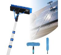 VEVOR Solar Panel Cleaning Kit, 6.06 m, Water Fed Pole Kit Cleaning Brush | Soap Dispenser, Extendable Aluminum Telescopic Pole, 180° Rotatable Brush Head, for Roof Mounted Solar Panels, Windows