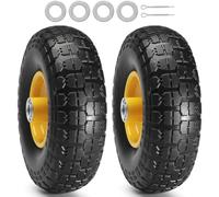 VEVOR Solid PU Run-Flat Tire Wheel, 10", 2-Pack, 400 lbs Dynamic Load, 450 lbs Static Load, Flat Free Tubeless Tires and Wheels for Hand Truck, Utility Cart, Dollies, Garden Trailers, Various Carts