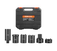 VEVOR Spindle Nut Socket Tool Kit, 1/2 inch Drive 6 Piece Axle Hub Nut Socket Set, for Toyota, Ford, 4WD Vehicles and GM Vehicles, with Storage Case, Axle Spindle Nut Retainers Remover