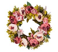 VEVOR Spring Wreath for Front Door 19 Inch - Artificial Peony Floral Wreath with Greenery Year-Round All Season Outdoor Indoor Decor