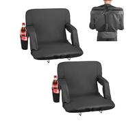 VEVOR Stadium Seat, 6 Adjustable Angle Wide Bleacher Chair, 2.9'' Cushion Padded Stadium Seat with Armrest and Back Support, Stadiums Chair with Hook Cupholder for Picnics, Beach Sports, and Gaming