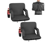 VEVOR Stadium Seat, 6 Adjustable Angle Wide Bleacher Chair, 2.9'' Cushion Padded Stadium Seat with Armrest and Back Support, Stadiums Chair with Hook Cupholder for Picnics, Beach Sports, and Gaming