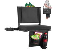 VEVOR Stadium Seat, Folding Bleacher Chair with Back Support and Thick Cushion, Padded Stadium Seat for Bleacher Includes Shoulder Strap, Hooks, Cup Holder, and Side Pocket, Black Bleachers Chair