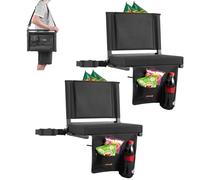 VEVOR Stadium Seat, Folding Bleacher Seat with Back Support and Thick Cushion, Padded Stadium Seats for Bleacher Includes Shoulder Strap, Hooks, Cup Holder, and Side Pocket, Black Bleachers Chair
