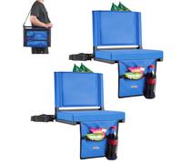 VEVOR Stadium Seat, Folding Bleacher Seat with Back Support & Thick Cushion, Padded Stadium Seats for Bleacher Includes Shoulder Strap, Hooks, Cup