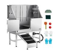 VEVOR Stainless Steel Dog Washing Station, 127 cm Pet Grooming Tub w/Ramp, PE Water Filter Board, Faucet & Showerhead & Soap Holder Dog Bathtub for Large & Medium & Small Pets (Left Door)
