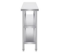 VEVOR Stainless Steel Food Prep table, 14 x 48 x 34 Inch Commercial Kitchen Worktable, with 2 Adjustable Undershelf, Heavy Duty Prep Metal Work Table for BBQ, Kitchen, Home, and Garage