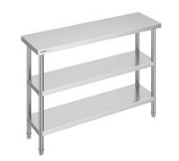 VEVOR Stainless Steel Food Prep table, 14 x 48 x 34 Inch Commercial Kitchen Worktable, with 2 Adjustable Undershelf, Heavy Duty Prep Table Metal Work Table for BBQ, Kitchen, Home, and Garage