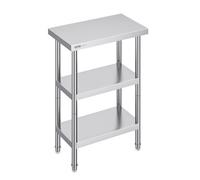 VEVOR Stainless Steel Food Prep Table, 14 x 24 x 34 Inch Commercial Kitchen Worktable, with 2 Adjustable Undershelf, Heavy Duty Prep Table Metal Work Table for BBQ, Kitchen, Home, and Garage