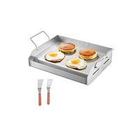 VEVOR Stainless Steel Griddle, 17x13 inch Universal Flat Top Rectangular Plate, Gas Grill Griddle for BBQ Grill, Teppanyaki, Portable Family Cookware with Handle, for Camping Tailgating Party