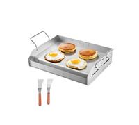 VEVOR Stainless Steel Griddle, 17x13 inch Universal Flat Top Rectangular Plate, Gas Grill Griddle for BBQ Grill, Teppanyaki, Portable Family Cookware with Handle, for Camping Tailgating Party
