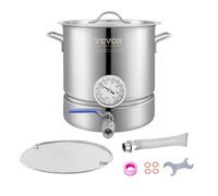 VEVOR Stainless Steel Kettle, 5 Gallon Brewing Pot, Tri Ply Bottom for Beer, Brew Kettle Pot, Home Brewing Supplies Includes Lid, Handle, Thermometer, Ball Valve Spigot, Filter, Filter Tray