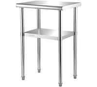 VEVOR Stainless Steel Prep Table, 24 x 18 x 36 Inch, 600lbs Load Capacity Heavy Duty Metal Worktable with Adjustable Undershelf & Feet, Commercial Workstation for Kitchen Restaurant Garage Backyard