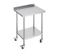 VEVOR Stainless Steel Prep Table, 30 x 24 x 35 Inch, 440lbs Load Capacity Heavy Duty Metal Worktable with Backsplash Adjustable Undershelf & 4 Casters, Commercial Workstation for Kitchen Restaurant