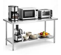 VEVOR Stainless Steel Prep Table, 30 x 72 x 34 Inch, Heavy Duty Metal Worktable with 3 Adjustable Height Levels, Commercial Workstation for Kitchen Garage Restaurant Backyard