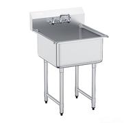 VEVOR Stainless Steel Prep & Utility Sink, 1 Compartment Free Standing Small Sink Include Faucet & Legs, 27"x24" Commercial Single Bowl Sinks for Garage, Restaurant, Kitchen, Laundry