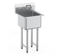 VEVOR Stainless Steel Prep & Utility Sink, 1 Compartment Free Standing Small Sink Include Faucet & legs, 45.7 x 104.1 cm Commercial Single Bowl Sinks