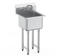 VEVOR Stainless Steel Prep & Utility Sink 1 Compartment Free Standing Small Sink Include Faucet & legs commercial Single Bowl Sinks for Garage Resta