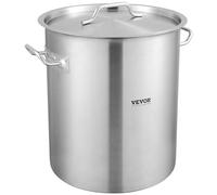 VEVOR Stainless Steel Stockpot, 42 Quart Large Cooking Pots, Cookware Sauce Pot with Strainer, Lid, and Handle, Heavy Duty Commercial Grade Stock Pot, Sanding Treatment, for Large Groups Events Silver