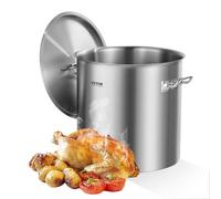 VEVOR Stainless Steel Stockpot, 50.1 L Large Cooking Pots, Cookware Sauce Pot with Lid, and Handle, Heavy Duty Commercial Grade Stock Pot, Sanding Treatment, for Large Groups Events Silver