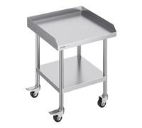 VEVOR 24 x 24 x 30 Inch Commercial Food 4 Wheels, Casters, 3-Sided Backsplash Heavy Duty Prep Worktable, Metal Work Table for Restaurant Home Hotel