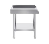 VEVOR Stainless Steel Work Table, 24 x 24 x 26 Inch Commercial Food Prep Worktable, 3-Sided Backsplash Heavy Duty Prep Worktable, Metal Work Table with Adjustable Height for Restaurant Home Hotel