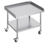 VEVOR Stainless Steel Work Table, 30 x 36 x 30 Inch Commercial Food Prep Worktable with 4 Wheels, Casters, 3-Sided Backsplash Heavy Duty Prep Worktable, Metal Work Table for Restaurant Home Hotel