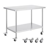 VEVOR Stainless Steel Work Table Commercial Prep Table 30x48 Inch With 4 Casters