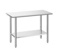 VEVOR Stainless Steel Work Table, 61x122 cm Food Prep Table, Commercial Kitchen Workstation with Adjustable Undershelf, Metal Heavy Duty Utility Workt