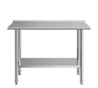 Vevor Stainless Steel Work Table, 61X122 Cm Food Prep Table With Backsplash, Metal Heavy Duty Utility Worktable