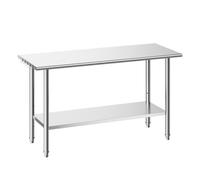 VEVOR Stainless Steel Work Table, 61x152 cm Food Prep Table, Commercial Kitchen Workstation with Adjustable Undershelf, Metal Heavy Duty Utility Workt