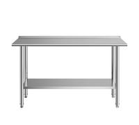 Vevor Stainless Steel Work Table, 61X152 Cm Food Prep Table With Backsplash, Metal Heavy Duty Utility Worktable