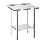 VEVOR Stainless Steel Work Table, 61x76 cm Food Prep Table with Backsplash, Commercial Kitchen Workstation with Adjustable Undershelf, Metal Heavy Dut