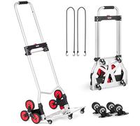 VEVOR Stair Climbing Cart, 260 lbs Capacity Stair Climber Hand Truck and Dolly, Heavy-Duty Folding Trolley Cart with Telescoping Handle, 10 Wheels & 2 Elastic Ropes for Home Shopping Moving Warehouse