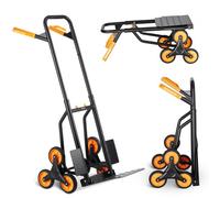 VEVOR Stair Climbing Cart, 440 lbs Capacity Stair Climber Hand Truck and Dolly, Heavy-Duty Folding Trolley Cart with Dual Handle, 6 Wheels & 2 Elastic Ropes for Home Office Shopping Moving Warehouse