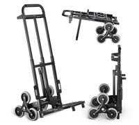 VEVOR Stair Climbing Cart, 460 lbs Capacity Stair Climber Hand Truck and Dolly, Heavy-Duty Folding Trolley Cart with Dual Handle, 6 Wheels & 2 Elastic Ropes for Home Office Shopping Moving Warehouse
