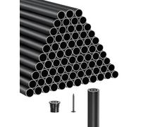 VEVOR Staircase Balusters 101 Pack, 32 In Aluminum Stair Balusters, 3/4 In Water-Proof Round Metal Spindle Railing, Hollow Deck Railing with Rail Caps & Screws for Stairs, Porch, Patio, Fence, Black