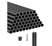 VEVOR Staircase Balusters 51 Pack, 26 In Aluminum Stair Balusters, 3/4 In Water-Proof Round Metal Spindle Railing, Hollow Deck Railing with Rail Caps & Screws for Stairs, Porch, Patio, Fence, Black