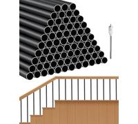 VEVOR Staircase Metal Balusters, 3/4'' Round x 32'' Long Aluminum Decorative Banister Spindles, 101 Pack Deck Baluster with Screws, Classic Hollow Deck Railing Satin Black Powder Coated for Porch