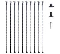 VEVOR Staircase Metal Balusters, 44'' x 1/2" Galvanized Steel Decorative Banister Spindles, 10 Pack Deck Baluster with Hollow Twists, Satin Black Spiral Stair Railing with Shoes & Screws