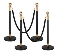 VEVOR Stanchion Post, 4 Pcs Crowd Control Barrier Set 2 Black Velvet Ropes
