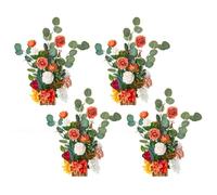 VEVOR Standing Artificial Flowers Arrangements 4 PCS, 17.5-Inch Tall Faux Flower Decorations for Wedding Aisle Runner Chair, Orange Floral Centerpieces for Ceremony Reception Party Outdoor Decor