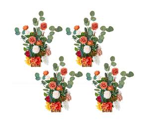 VEVOR Standing Artificial Flowers Arrangements 4 PCS, 17.5-Inch Tall Faux Flower Decorations for Wedding Aisle Runner Chair, Orange Floral Centerpieces for Ceremony Reception Party Outdoor Decor