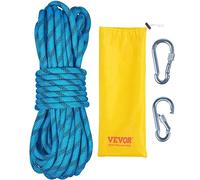 VEVOR Static Climbing Rope, 32 ft Outdoor Rock Climbing Rope with 26KN Breaking Tension, 0.4'' /10 mm High Strength Safety Rope, Escape Rope with 2pcs Carabiner and Storage Bag
